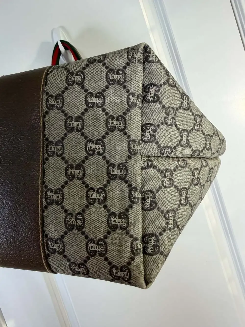 Authentic Vintage Gucci Plus GG Monogram Sherry Line Web Tote Bag